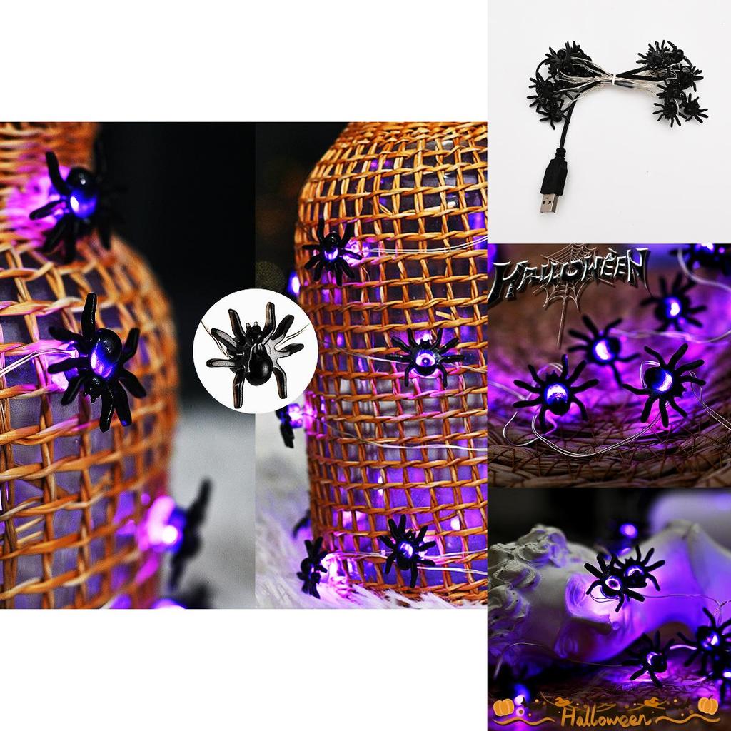 Halloween Spider String Lights Purple Color Bright And Long-lasting Indoor/outdoor Decorative Lighting