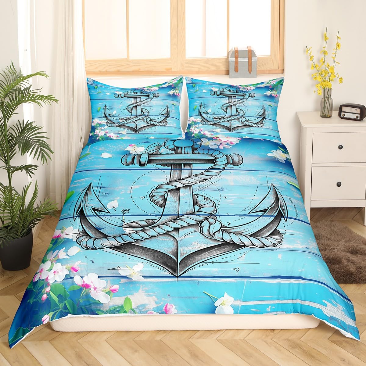 Undersea Carton Patern Soft Duvet Cover Hawaian Style Undersea Animal Adventure Comfortable Quilt Cover for Ten Young Boys Young Girls Rom Decor 3 Pcs 120*200cm Single