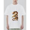 Dragon Print T Shirt Black Golden Dragon Design for Casual Wear
