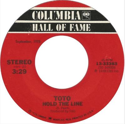 7inch Record TOTO  Hold The Line  Ill Supply The Lov 1333383 Columbia US Rock Used