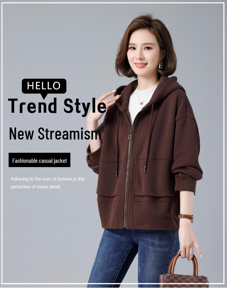 Damski kardigan polarowy z kapturem w dużych rozmiarach - Moda jesienno-zimowa 2024 dla kobiet w średnim i starszym wieku