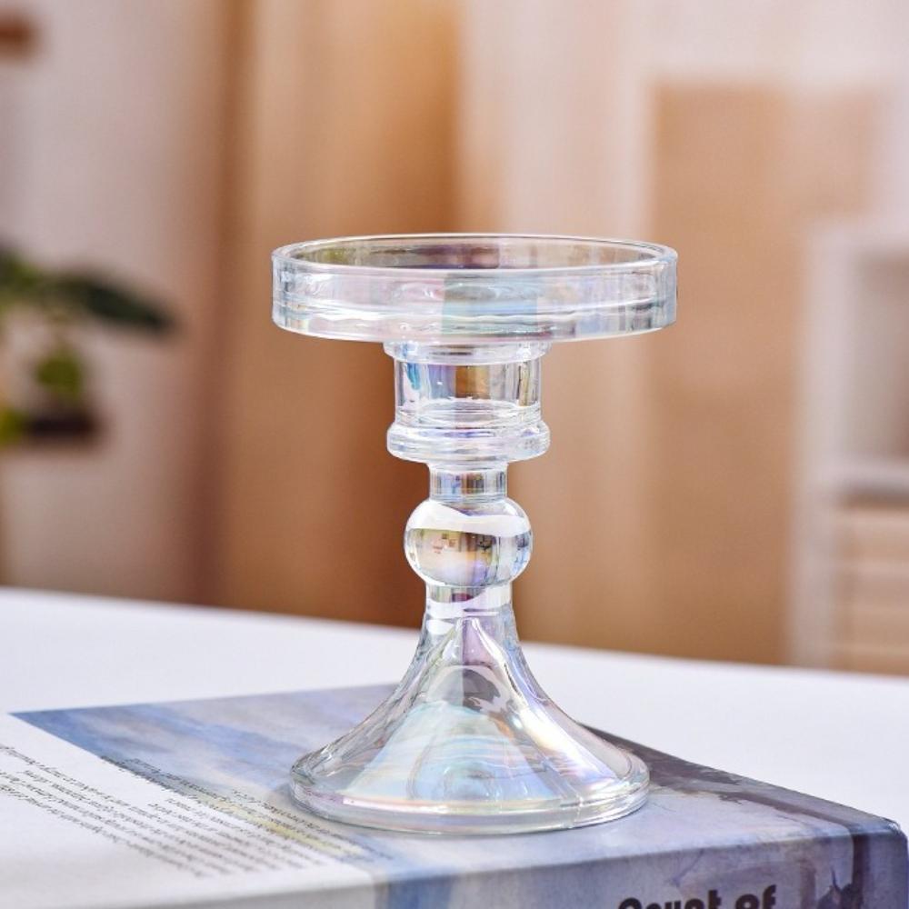 Creative Christmas Light Luxury High Footed Glass Candleholder Home Candleholder Base Romantic Wedding Table Creative Home Decor