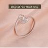 Cazador Adjustable Hollow Cute Dog Cat Paw Stainless Steel Ring Love Heart Women's Ring Jewelry Birthday Party Gifts 2026 Trend