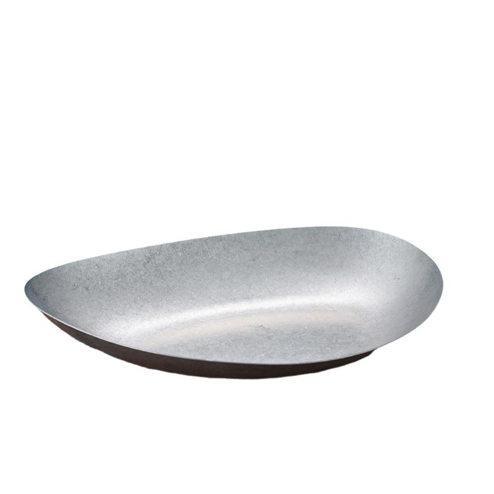 Irregular Shape Vintage Stainless Steel Meal Plate Anti-fall Unbreakable Dinner Plate Industrial Style Bone Dish Camping