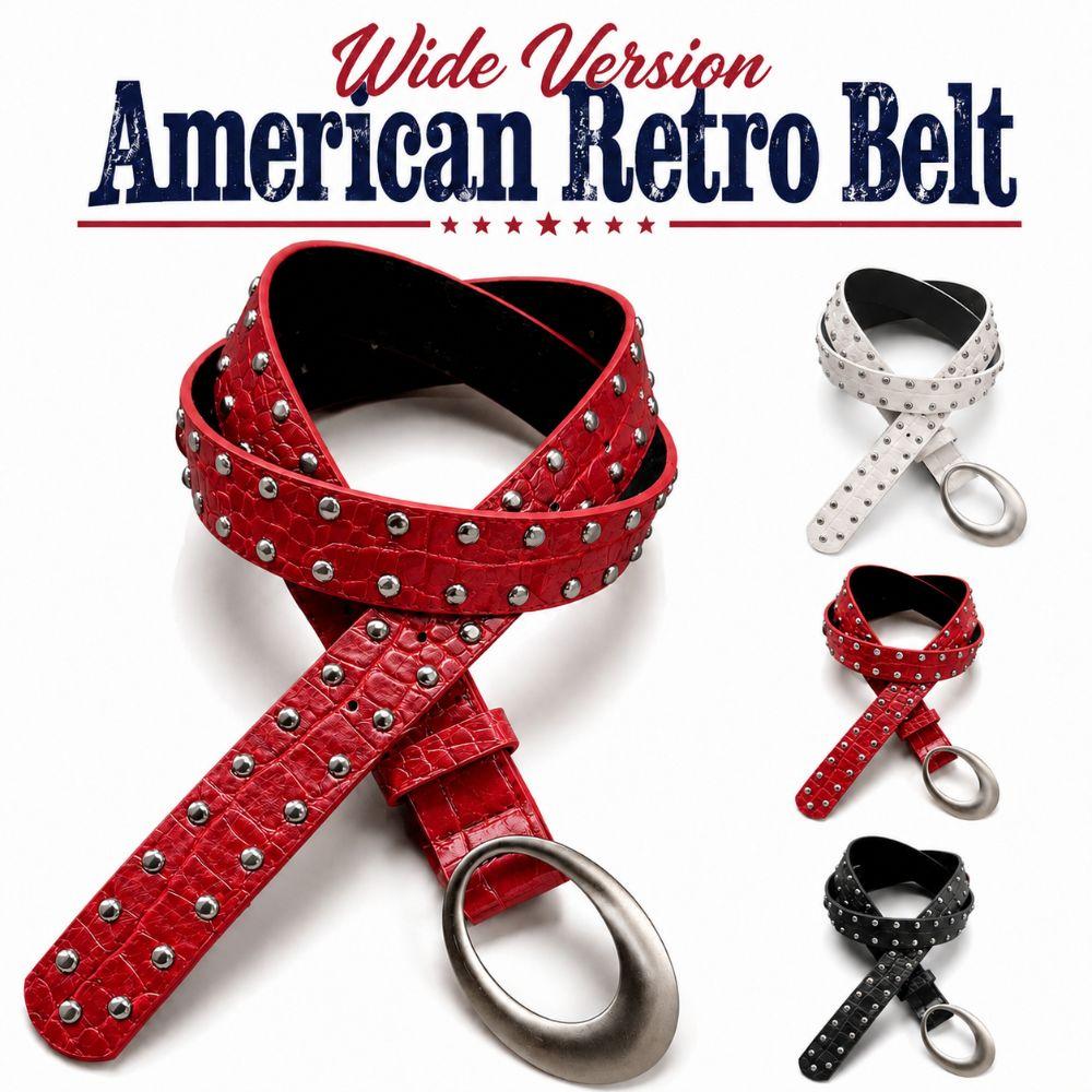 PU Leather American Retro Belt Rivets Waist Belt Personality Women Niche Belts  For Jeans,Skirt