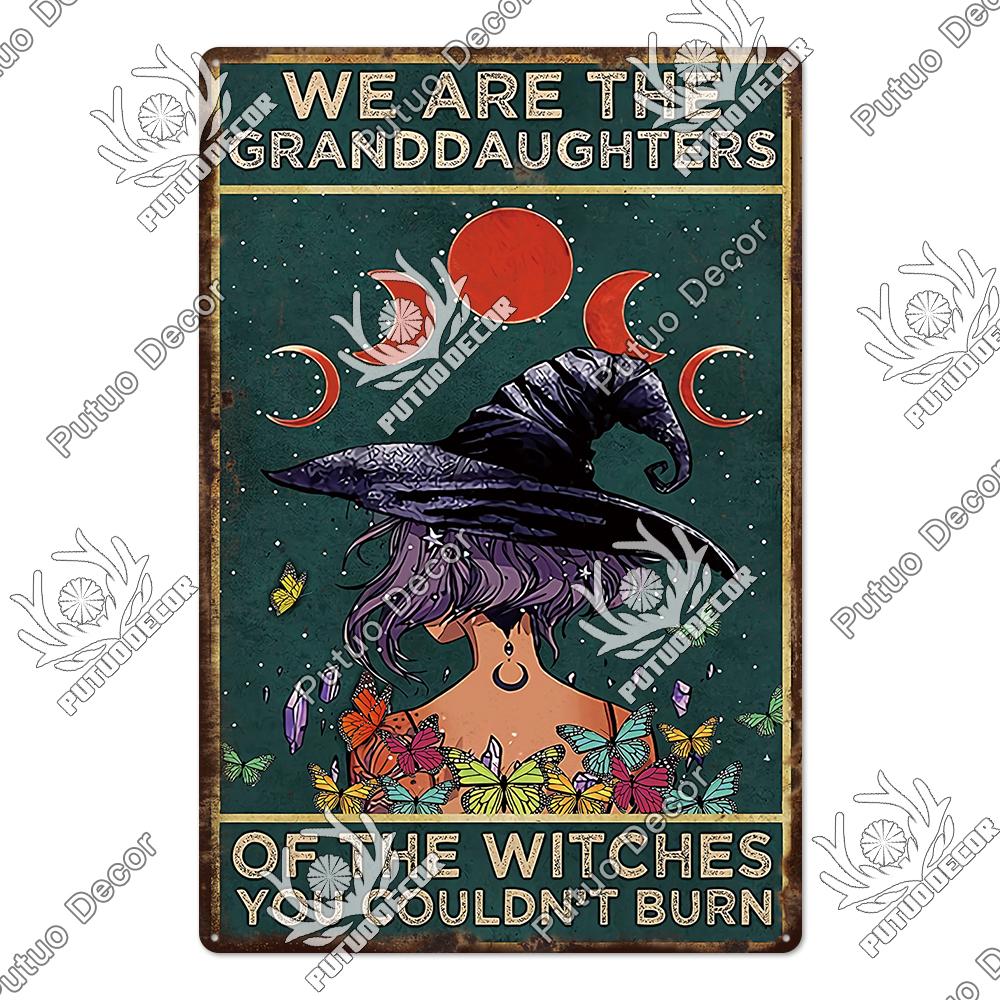 Putuo Decor Halloween Vintage Tin Signs Plaque Metal Plate Retro Poster Wall Art Decoration for Home Bar Living Room Door Yard