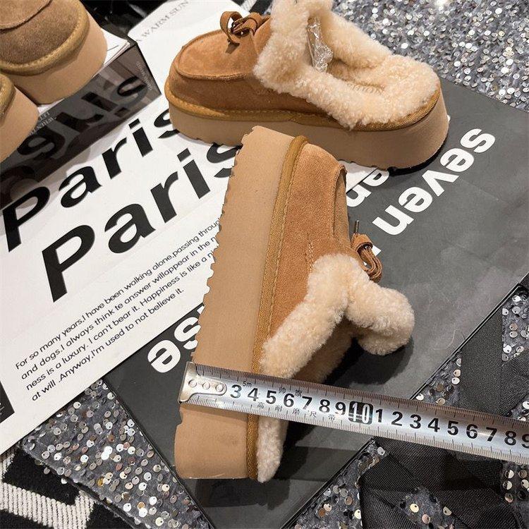 Kunstkarusnahast mähitud peaga karusnahast sussid, naiste plätud, naiste sussid Nišškujundusega hubased mitmekülgsed villased sussid