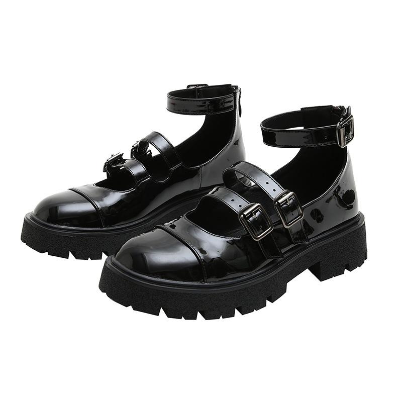 

Британские маленькие кожаные туфли японские мягкие сестры jk колледж повседневные легкие толстая подошва маффин Мэри Лолита одинарные туфли 39 чёрный