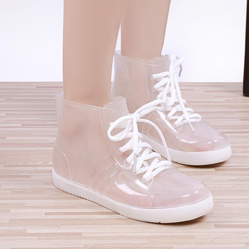 Water shoes low-top transparent rain shoes women's rain boots students short tube low tube rainproof anti-skid rubber shoes