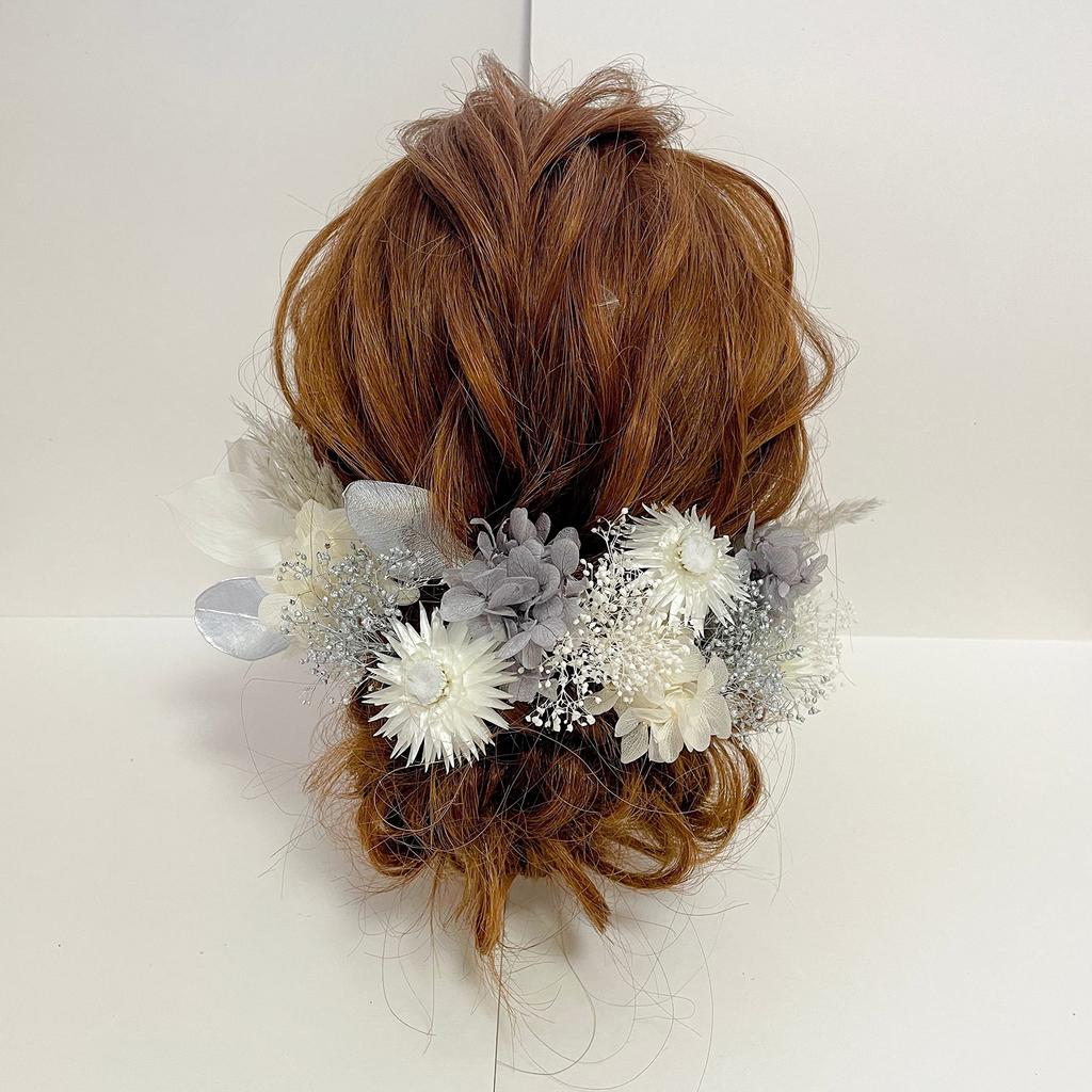 Dried Flower Head White Hair Hydrangea Dress, Gray, Ornament, Kimono, Coming-of-Age Ceremony, Graduation, Wedding, Baby's Breath, Hakama, Furisode,