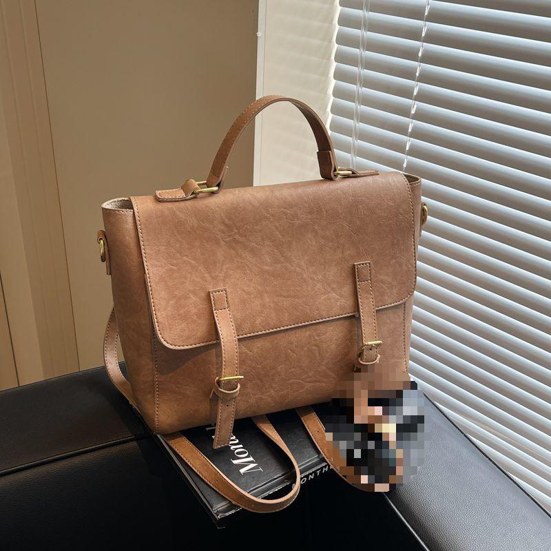 2025 Stylish & Versatile Messenger Bag: Large-Capacity Retro Leather Briefcase Backpack for College & Commute