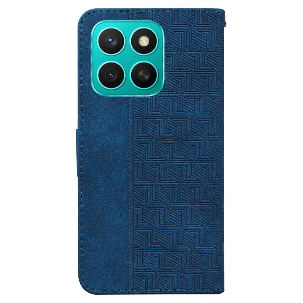 For Honor X8c 4G Case Geometry Pattern Leather Wallet Phone Cover with Wrist Strap