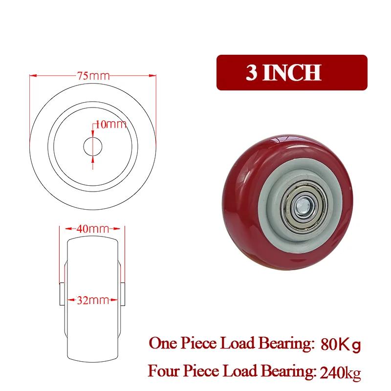 3/4/5 inç Geniş Tekerlekler Teker Ağır Hizmet PVC Mobilya Donanımları Taşıma Arabası Endüstriyel Makine Evrensel Taşıma