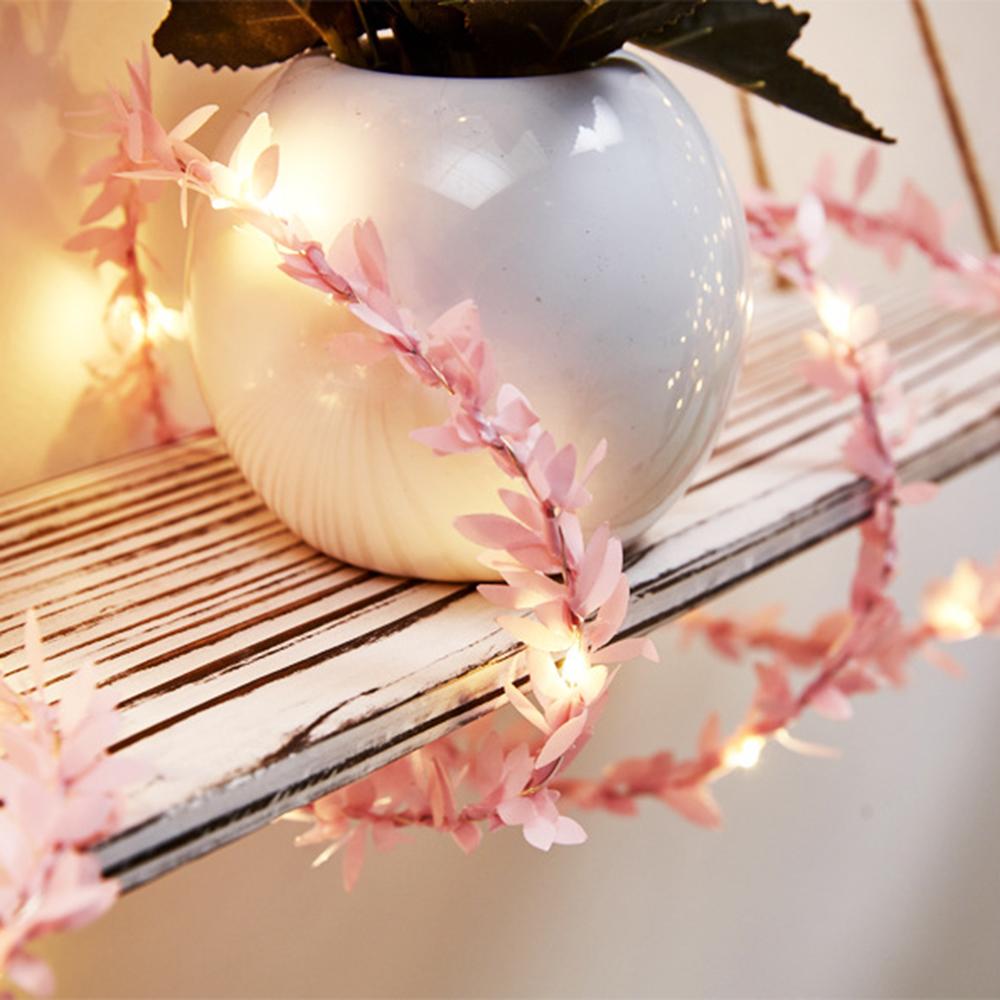 2M/3M/5M/10M String Light Green Leaf Garland Fairy Lights LED Flexible Copper Artificial Leaf Vine Lights for Christmas Wedding