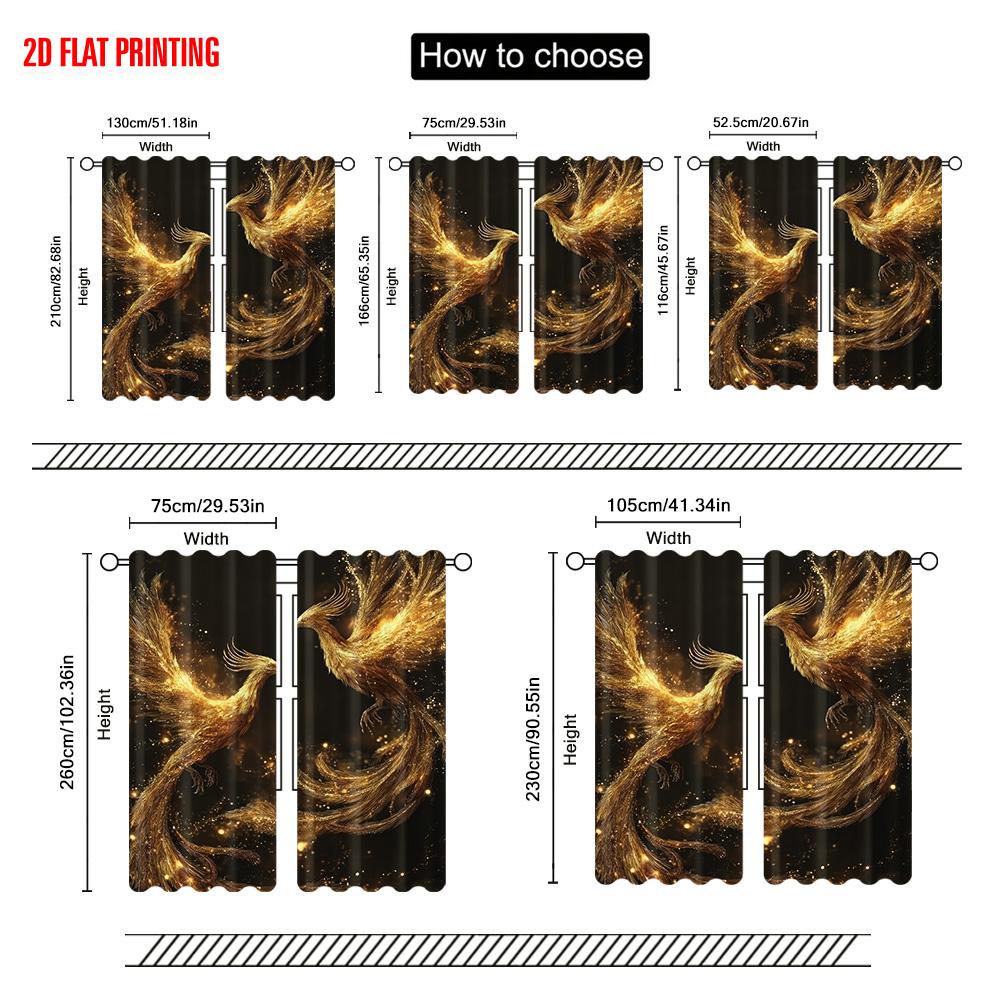 2pcs   plane printing Popular Curtains Double Phoenix Flying Pattern Versatile Polyester (without rod) Gifts Perfect for