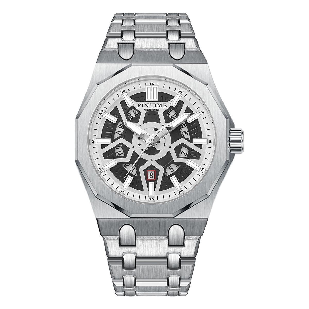 

Роскошные мужские часы креативный механический стиль кварцевые водонепроницаемые светящиеся дата хронограф мужские наручные часы спортивные мужские часы Reloj серебряный