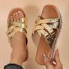 Fashion Women Shoes Fashion Cross Band Wedges Sandals Luxury Women Summer 2025 Platform Thick Bottom Slippers Plus Size Pu Leather Slide
