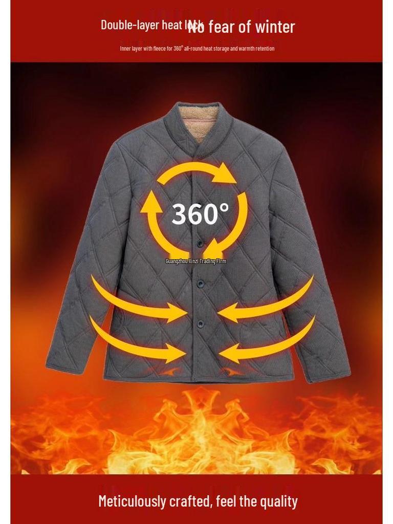 Men's Winter Thickened Silk-Cotton Jacket for Middle-Aged & Elderly