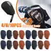 4-10pcs Golf Head Cover Portable PU Golf Club Iron Head Sleeve Golf Putter Protector Wedges Covers Golf Sport Accessories