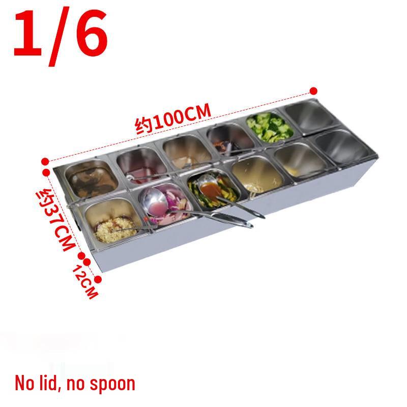 Stainless Steel 12-Compartment Condiment Dispenser with Double Row Pans