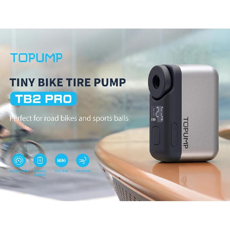 TOPUMP TB2 PRO Mini Portable Electric Pump for Bike Cordless Tire Inflator 120PSI Max 450mAh Battery with Sreen Fast Charging