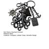 Pendentif Porte-clés avec Boussole Fermoir mousqueton Style Pirate Pendentif en métal Texture Oxydation Vieillie Design Œil Rouge Forme de Poulpe Porte-clés