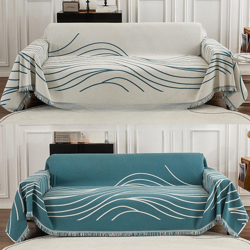 Nordic Ins Wind Sand Hair Towel Full Cover Cloth Coastline Jacquard Chenille Sofa Cover Blanket Four Seasons Universal Sofa Cushion