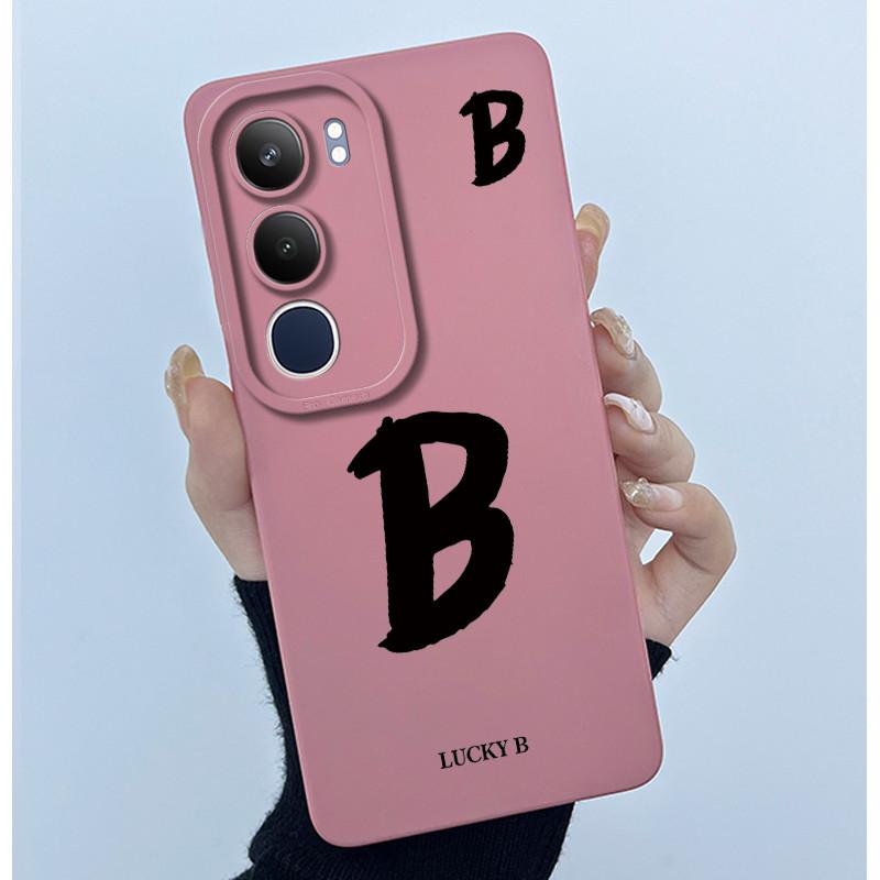 For Vivo Y19s V2149 Cover Case Lucky Initial Letter Couple Silicone Soft Matte Phone Bumper for Vivo Y19s 4G Y29 5G Casing