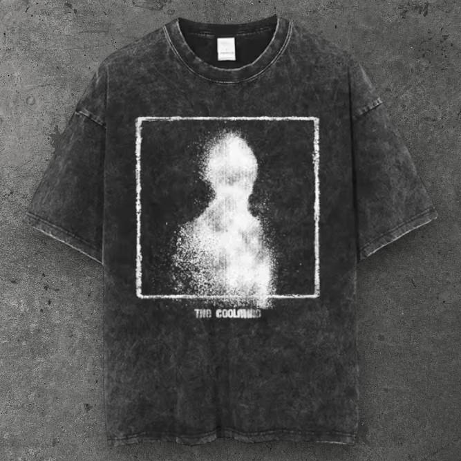 Mens Phantom Silhouette Oversized T Shirt Washed Black Grunge Aesthetic S-4XL S разноцветный