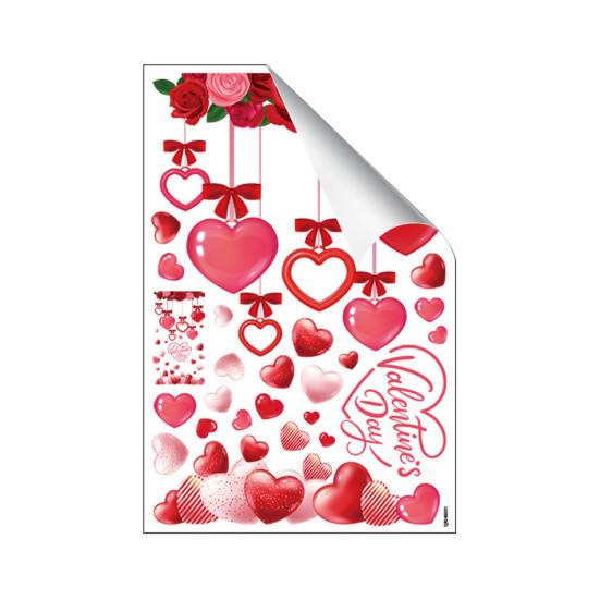 Valentine's Day Window Clings Decoration Red Pink Heart Stickers Reusable Static Decals for Home