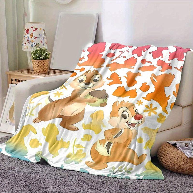 1pc, Charming Chip 'n' Dale Print Blanket Perfect for Home Decor, Couch Cover, Outdoor Use, Travel, Camping, Car, Beach, Office Nap Ideal