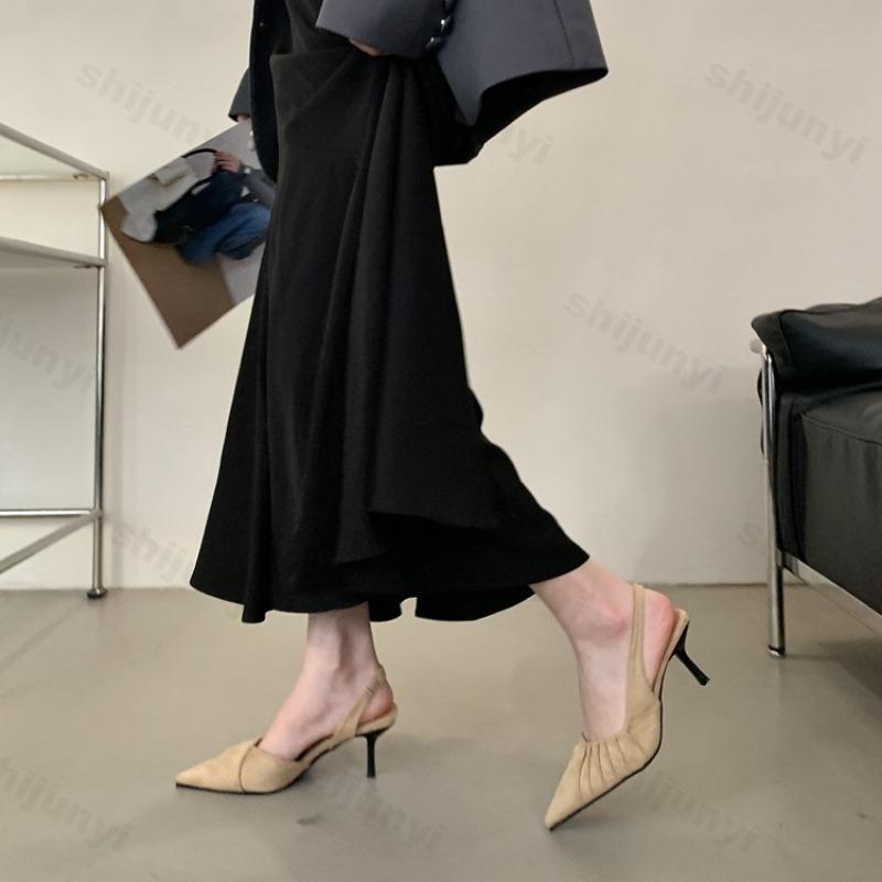 Fashion Elegant High-heeled Single Shoes Pointed Head 2025 Summer New Women's Temperament Lightweight Comfortable Back Strap Cool Pumps
