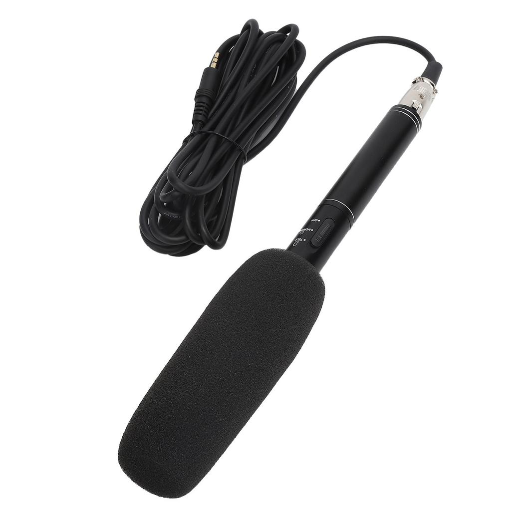 Black HighSensitivity Interview Microphone Wired Recording   Portable Mic for Camera