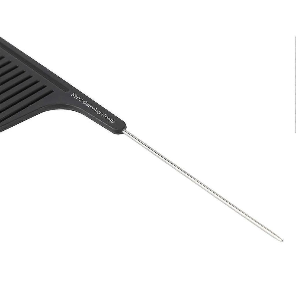 Hair Highlight Comb Hair Salon Hair Dye Professional Comb Hair Stylist Stainless Steel Rat Tail Comb Black