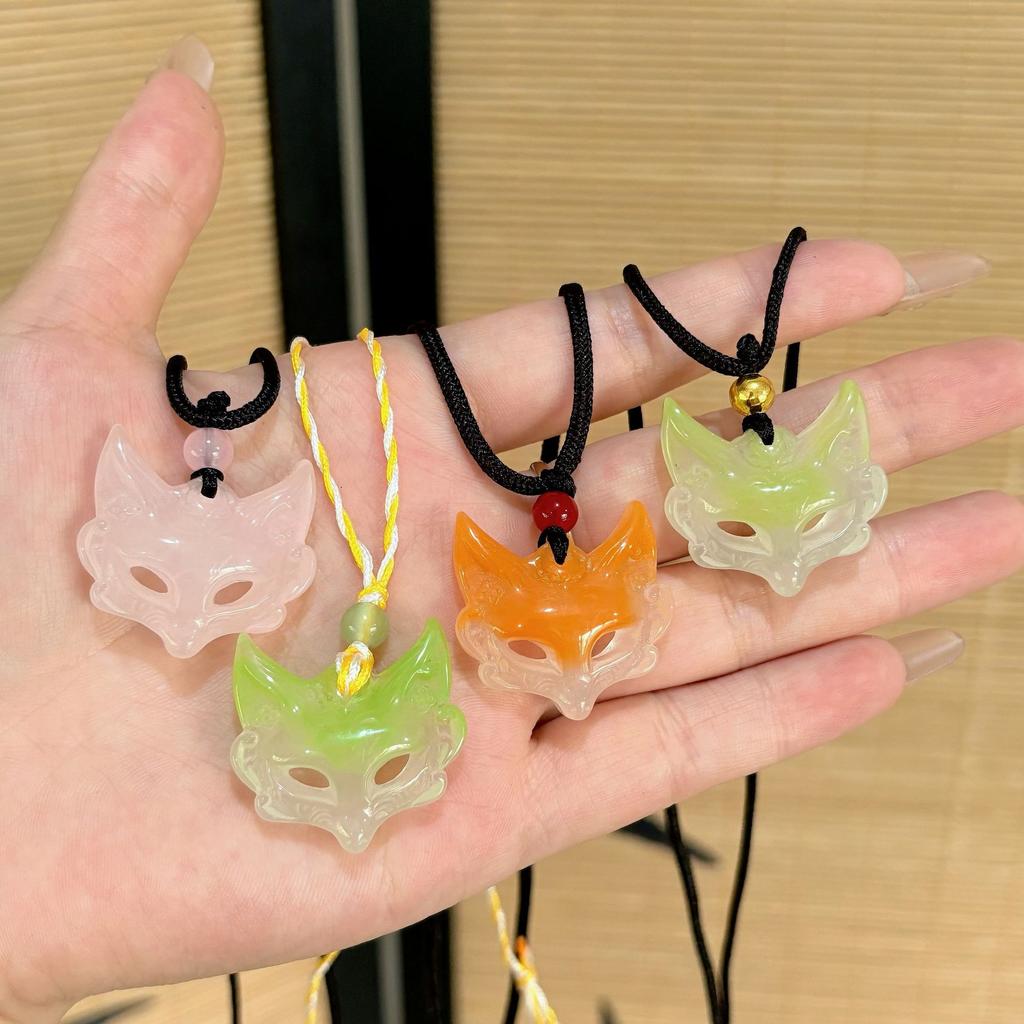 National Style Mask Fox Face Aesthetics Fox Weaving Guardian Pendant Men's and Women's Necklace Couple Girlfriend New National Style Gift