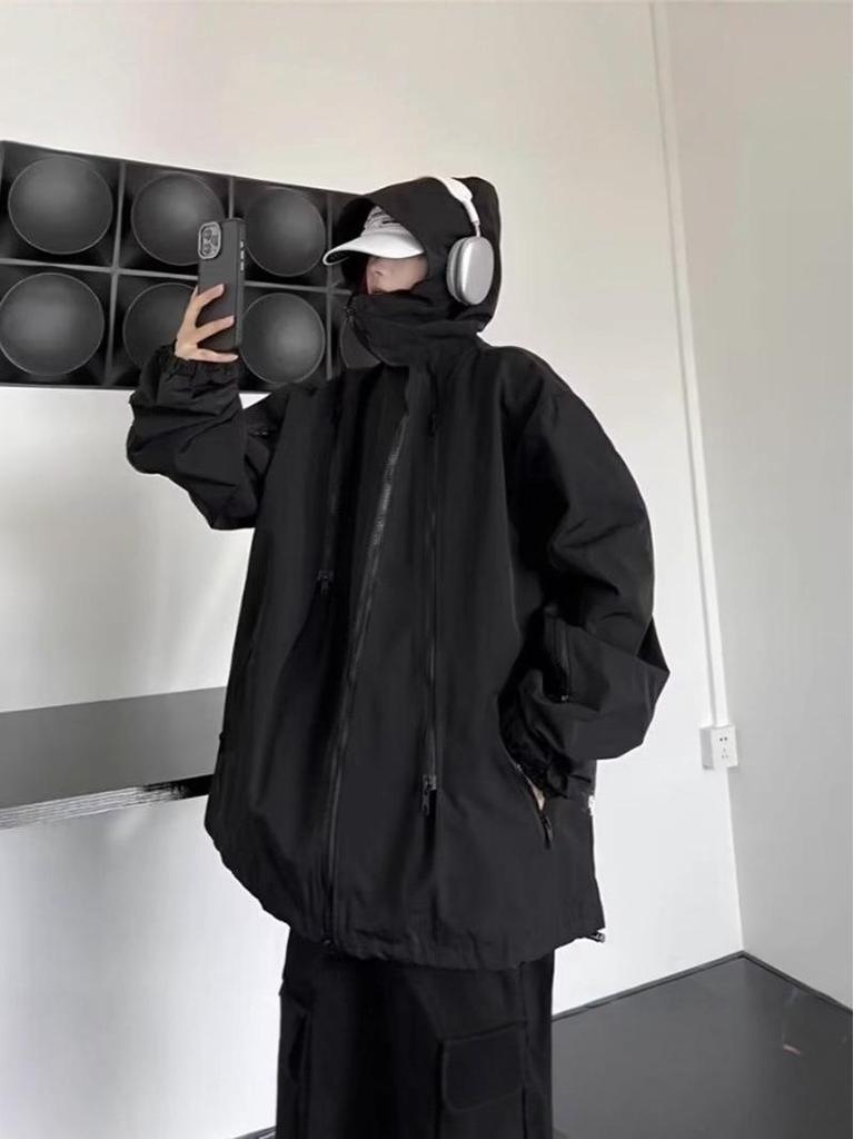 Men's Trendy American Hip Hop Hong Kong Style Loose Workwear Windbreaker