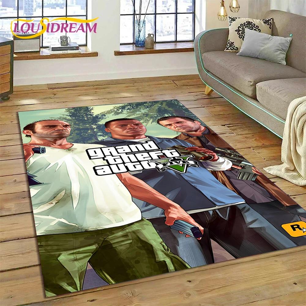 3D GTA Game Grand Theft Auto Gamer Rug Carpet for Living Room Bedroom Home Decor,Floor Mat Non-slip Decoration for Sofa Doormat