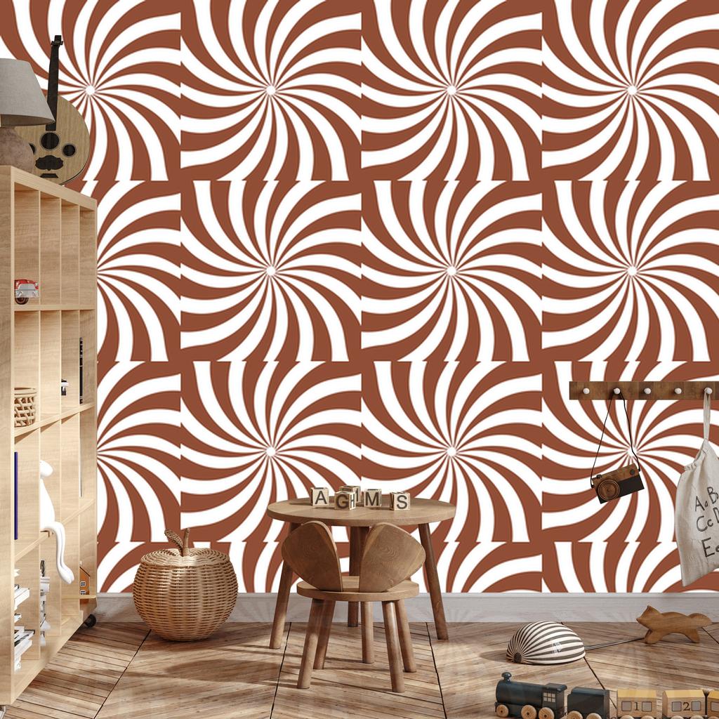 Hippie Background Wallpaper Orange and White for Living Room and Bedroom 50x1000