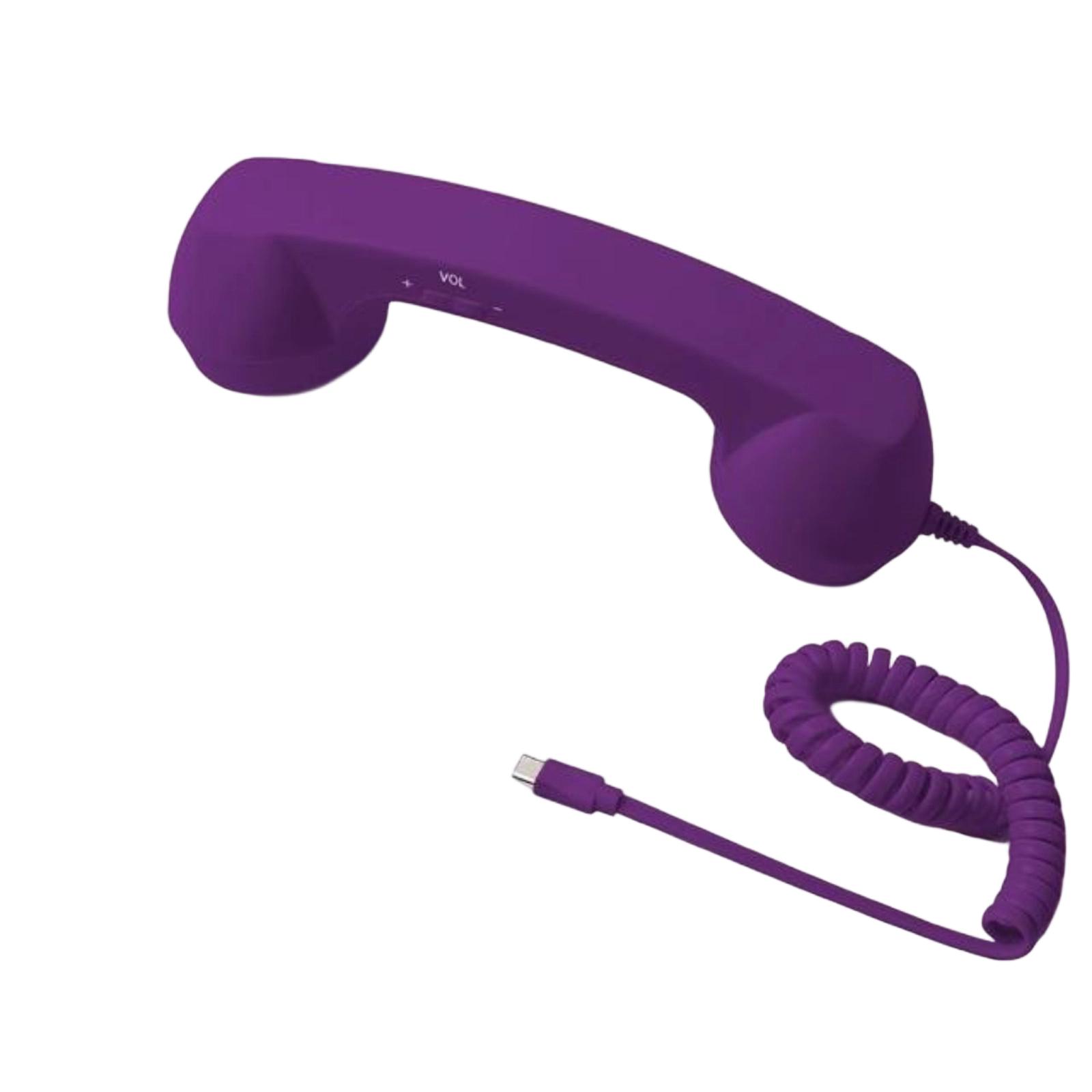 Retro-Telefonhörer-Ohrstück mit Stecker für Mobiltelefon und Festnetz One Size violett