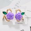 Resin Rose Stud Earrings for Women, Minimalist Elegant Flower Dangle Jewelry Daily Gift