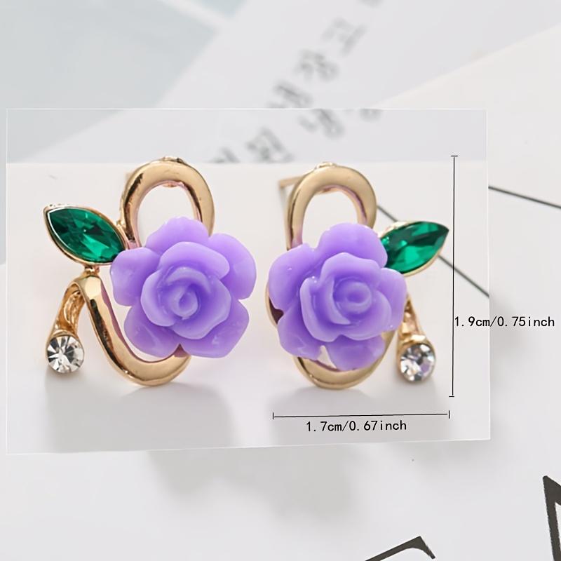Resin Rose Stud Earrings for Women, Minimalist Elegant Flower Dangle Jewelry Daily Gift