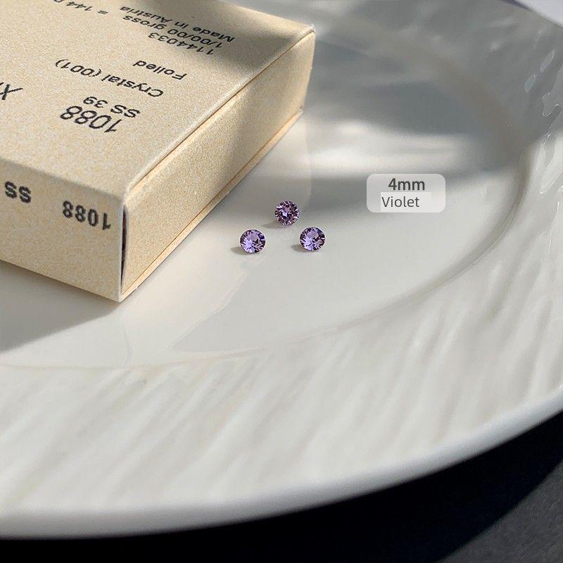 

Серьги-пусеты Huazi, сверкающие, из медицинской титановой стали, серьги-пусеты для козелка уха, самые простые для сочетания, серьги-пусеты для ухода за проколотыми ушами, антиаллергенные, серьги с внешней спиралью 09# Violet(4mm single)