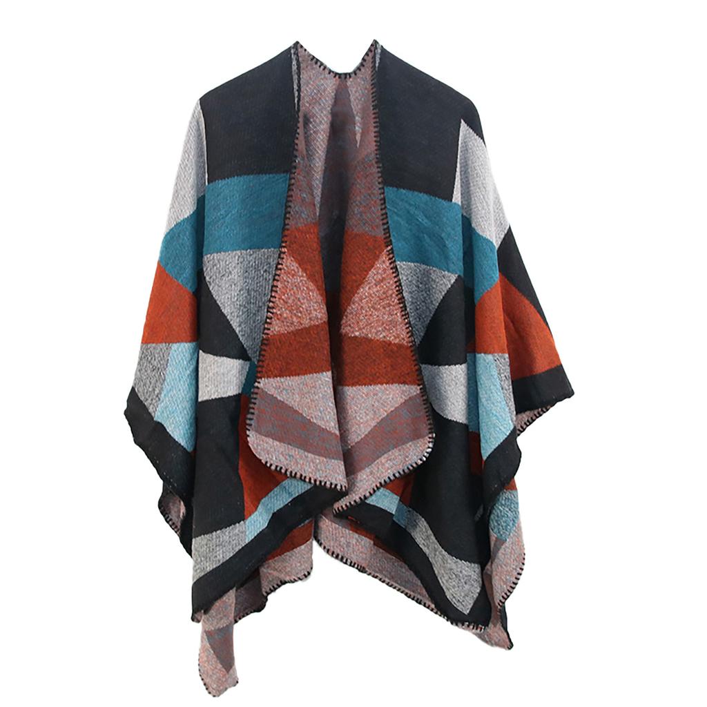 Women Winter  Warm Oversized Printing Blanket Cape Wraps Shawl Cardigans