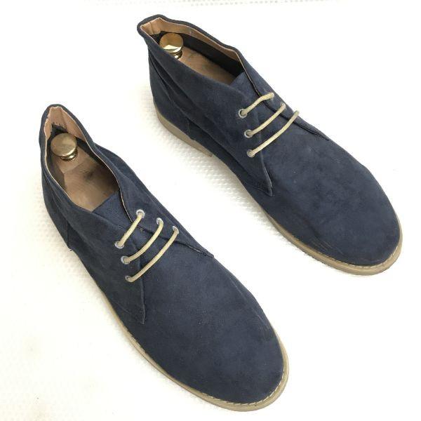 H&M Crepe Sole Suede Chukka Boots 27.5 Navy Blue Desert Leather Shoes