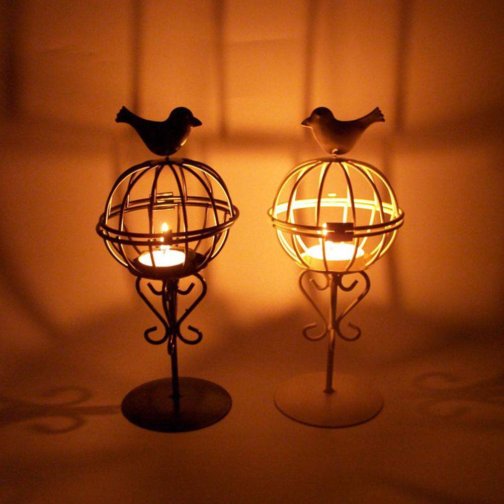 Wrought Cage Shaped Holder Candlestick Iron Lantern for Party Home Decoration Candlestick Ornaments Are Creative Home Desktop Decorations
