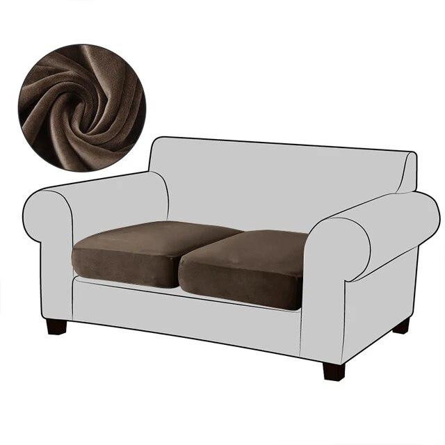 White Velvet Sofa Seat Cushion Cover Elastic for Living Room Corner Couch Cover Stretch Sofas Case Seat Slipcover 1/2/3/4 Seater