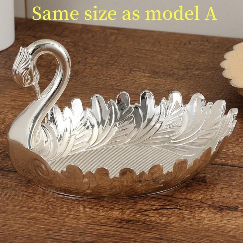 European Fruit Plate, Alloy Peacock Plate, Gold Snack Plate, Candy Plate Decoration Home Tabletop Living Room Decoration, 18cm