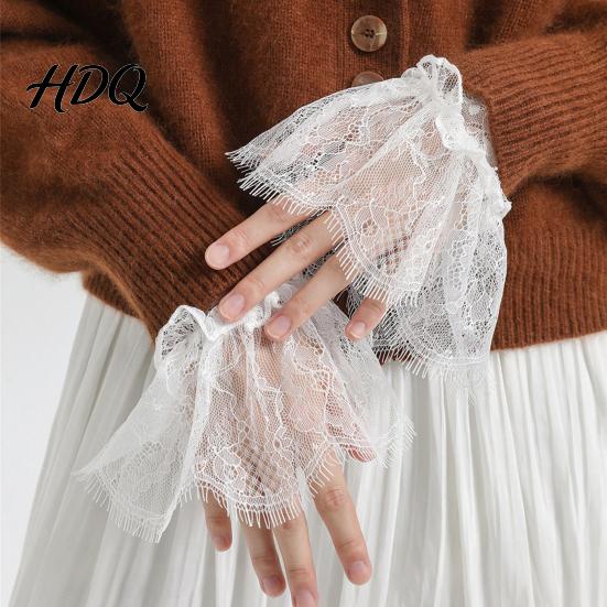 Fake Sleeves for Women Lace Sleeve Cuffs Elastic Wrist Detachable False Romantic Cuffs Elegant Clothing Accessory Wedding Cosplay Halloween