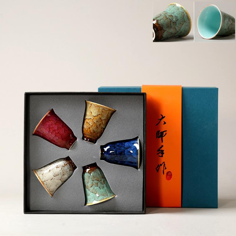 Japanese Style Kung Fu TeaCup Set Creative Household Tea Cup Master Cup Teaset Personal Water Cup Tea Ceremony Gift Box New