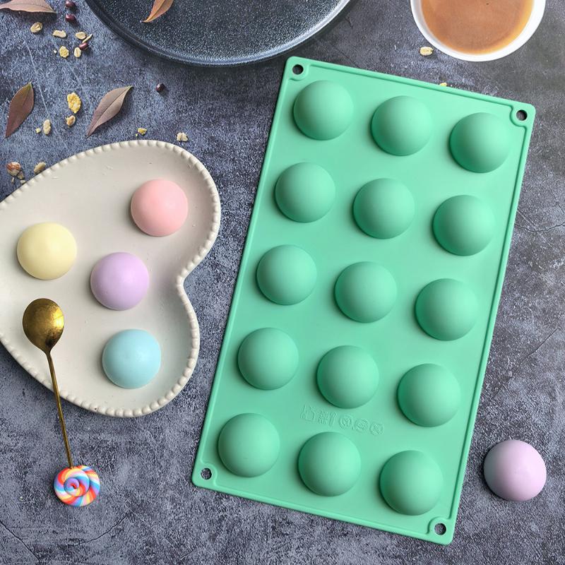 15 Holes Half Ball Sphere Round Silicone Mold 3D Brownie Pudding Mousse Chocolate Dessert Diy Baking Cake Decoration Tool